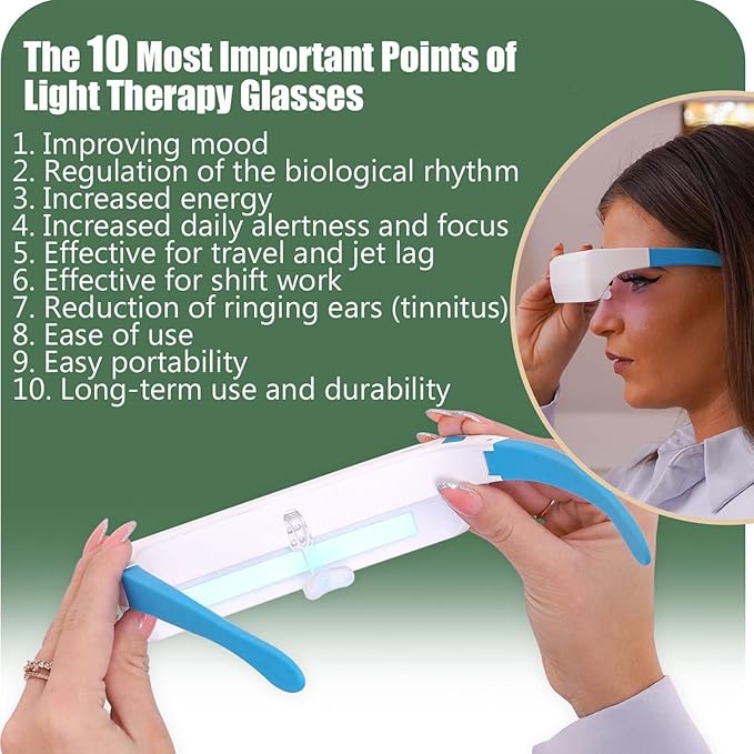 Blue White Led Light Pressure Sad Therapy Glasses - Image 5