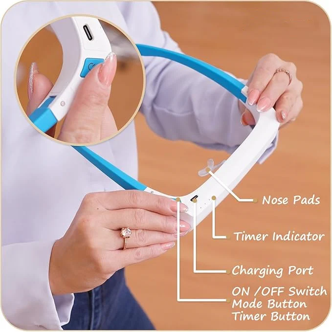 Blue White Led Light Pressure Sad Therapy Glasses - Image 8